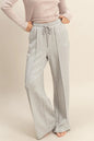 Double Knit High-Waist Drawstring Pintuck Wide Leg Pant (2 Colors)