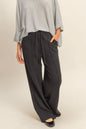 Double Knit High-Waist Drawstring Pintuck Wide Leg Pant (2 Colors)